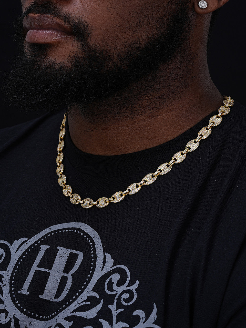 Custom Men's Mariner Gucci Link Chain ICY Lab Diamond Solid 925 Silver 14K Gold