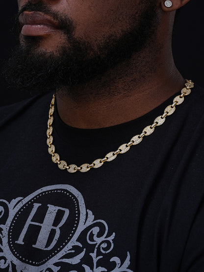 Custom Men's Mariner Gucci Link Chain ICY Lab Diamond Solid 925 Silver 14K Gold