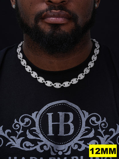 Classic Gucci Link Chain Necklace Iced Out CZ Stones - 925 Silver - 8-12mm - 18"-30"