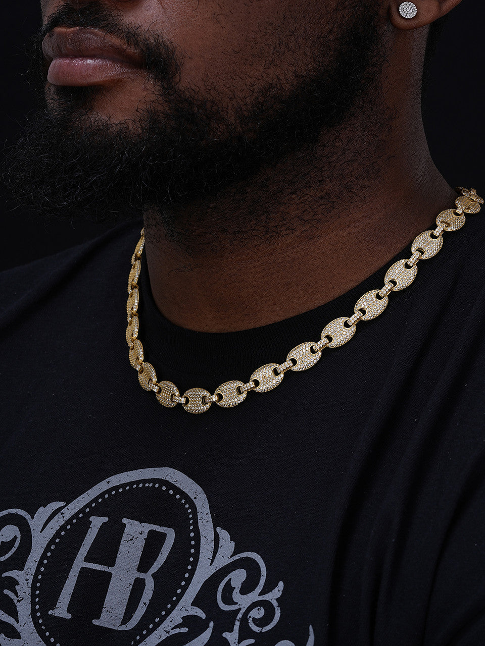 Men's Mariner Gucci Link Chain ICED Man Diamond 14k Gold Over 925 Silver 12mm