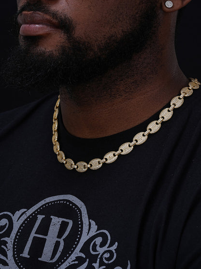 Men's Mariner Gucci Link Chain ICED Man Diamond 14k Gold Over 925 Silver 12mm