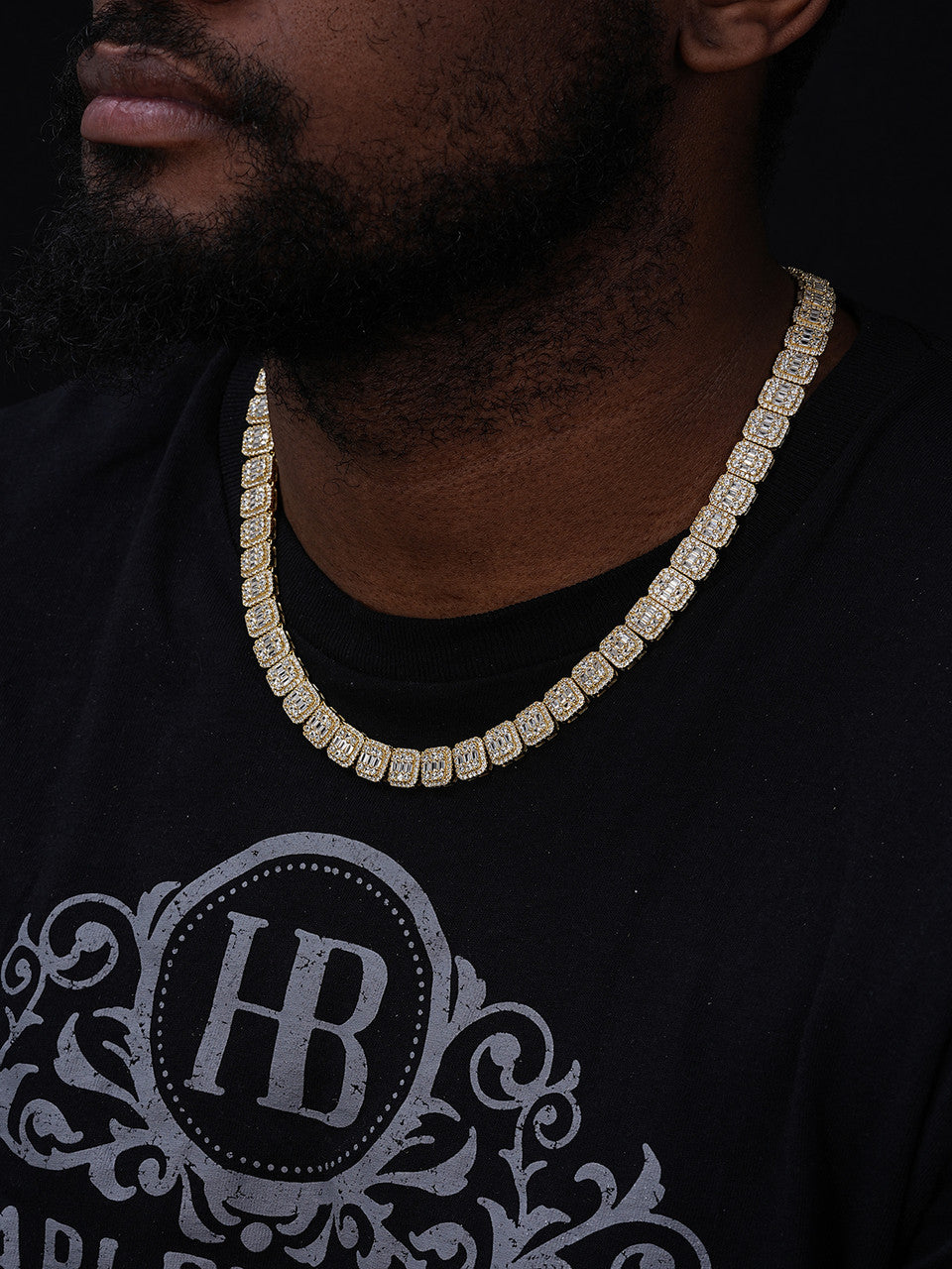 Square Big Boy Link Chain Bracelet Iced Out CZ Stones - 14k Gold Vermeil 925 Silver - 11mm - 7-30"