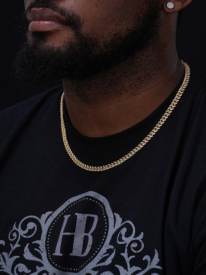 Everyday Wear Miami Cuban Link Chain Necklace Iced Out CZ Stones - 14k Gold Vermeil 925 Silver - 6mm- 16-30"