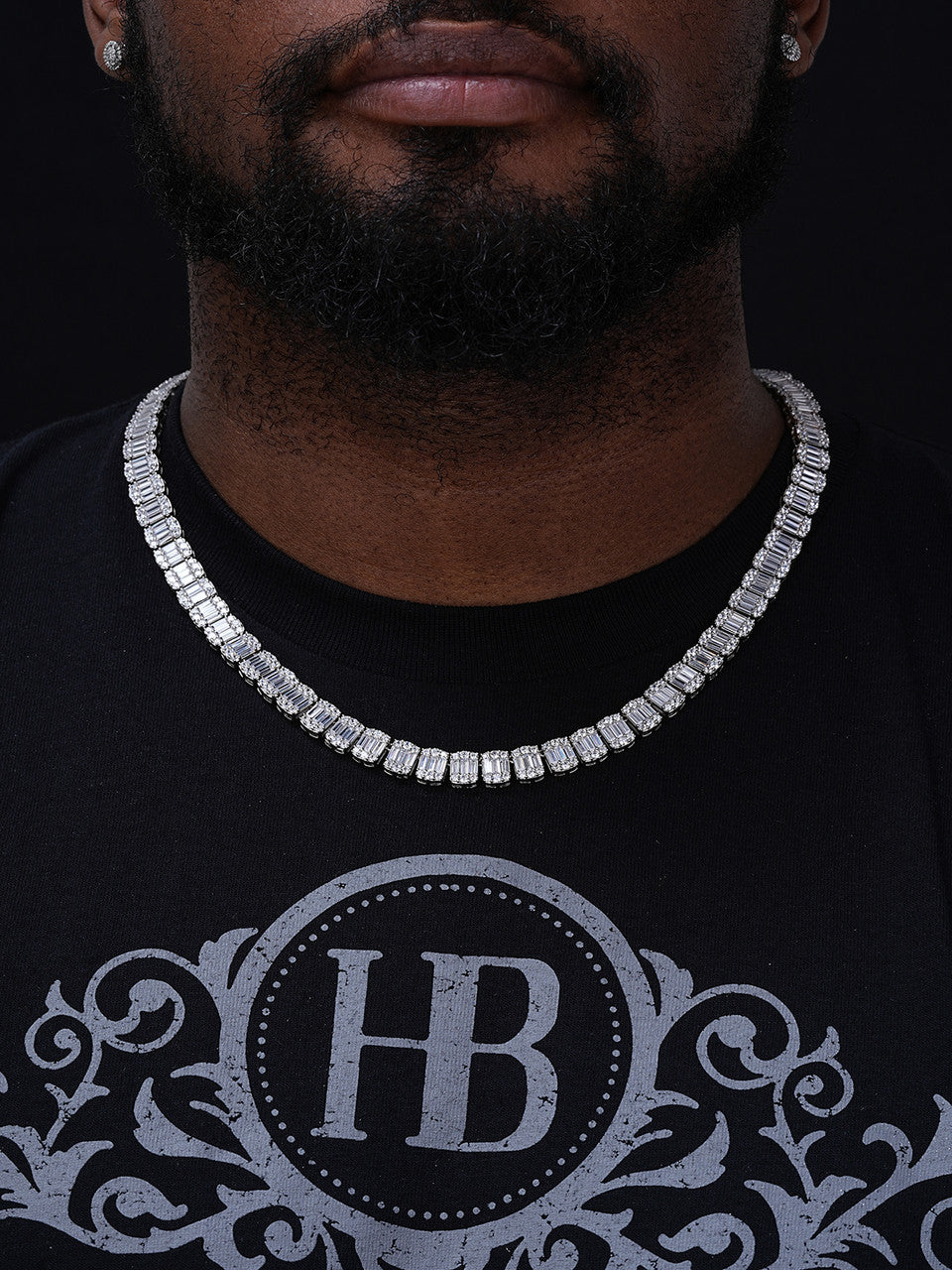 Hip Hop Baguette Tennis Link Chain Necklace Iced Out CZ Stones - 925 Silver - 11mm - 7"-30"