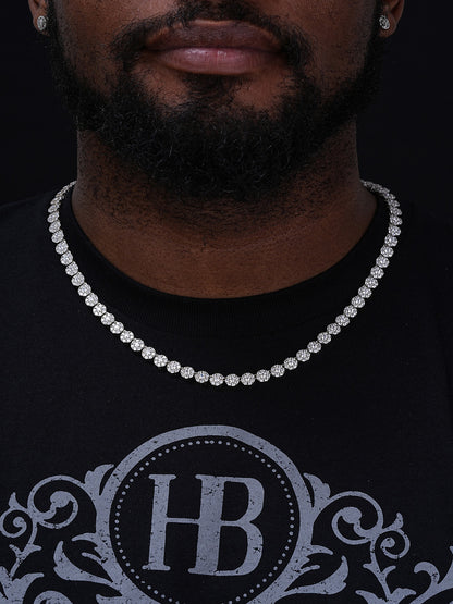 MOISSANITE Hip Hop Tennis Chain Necklace Iced Out- 925 Silver - 7mm - 16"-30"