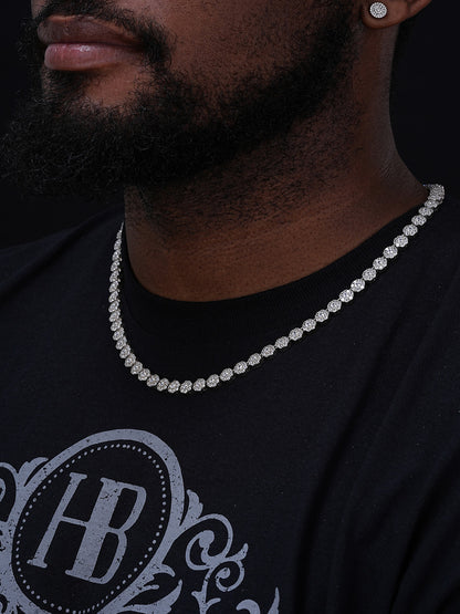 MOISSANITE Hip Hop Tennis Chain Necklace Iced Out- 925 Silver - 7mm - 16"-30"