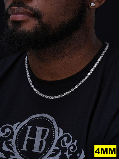 MOISSANITE Square Princess Cut Tennis Chain Necklace Iced Out - 925 Silver - 3mm-5mm - 14"-28"