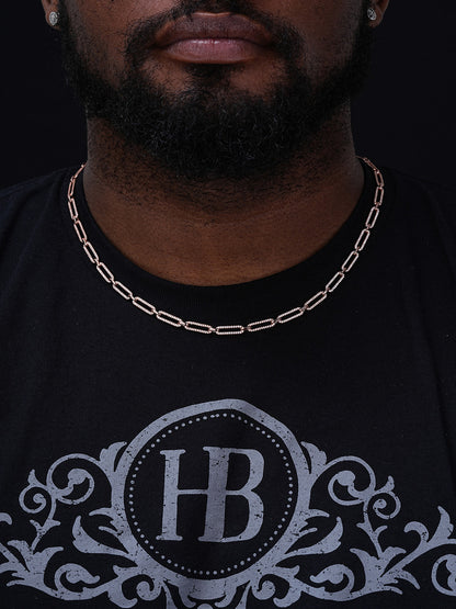 Paperclip Chain Necklace Iced Out CZ Stones - 14k Rose Gold Vermeil 925 Silver - 5mm - 14-24"