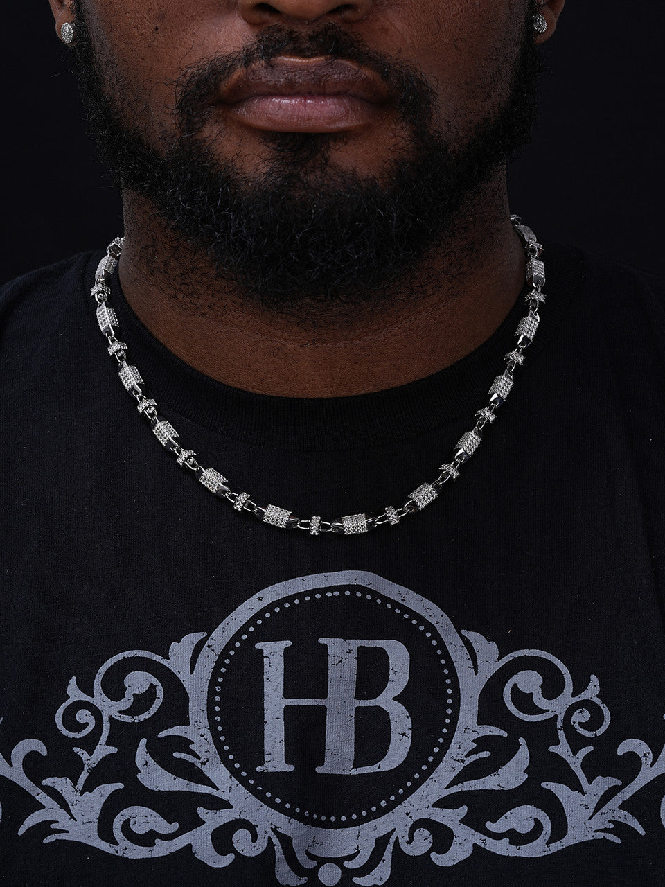 Bullet Chain Necklace Iced Out CZ Stones - 925 Silver - 5mm - 16"-30"