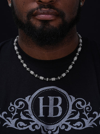 Bullet Chain Necklace Iced Out CZ Stones - 925 Silver - 5mm - 16"-30"