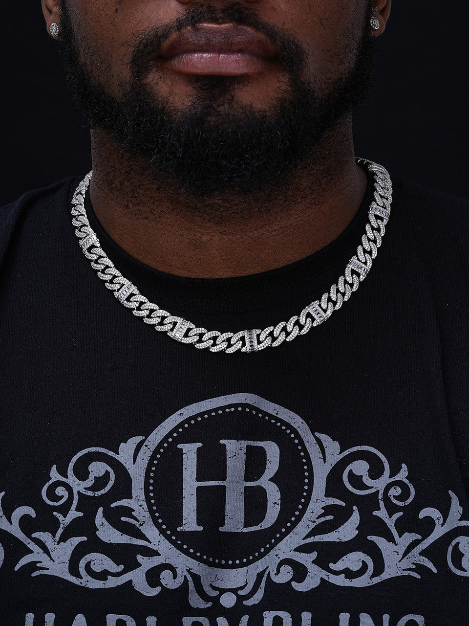 Old School Figarucci Cuban Link Chain Necklace Iced Out CZ Stones - 925 Silver - 13mm - 16"-30"