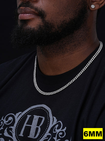 MOISSANITE Classic Miami Cuban Link Chain Necklace Iced Out - 925 Silver - 6mm-18mm - 16-30"