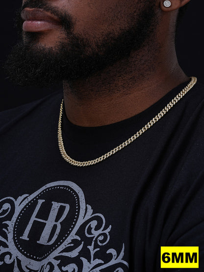 MOISSANITE Classic Miami Cuban Link Chain Necklace Iced Out - 14k Gold Vermeil 925 Silver - 6mm-18mm - 16-30"