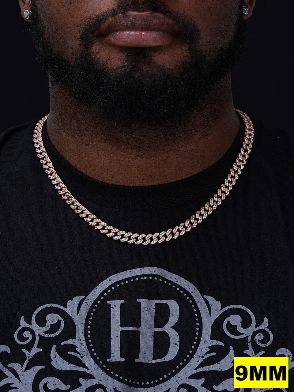 MOISSANITE Classic Miami Cuban Link Chain Necklace Iced Out - 14k Rose Gold Vermeil 925 Silver - 6mm-18mm - 16-30"