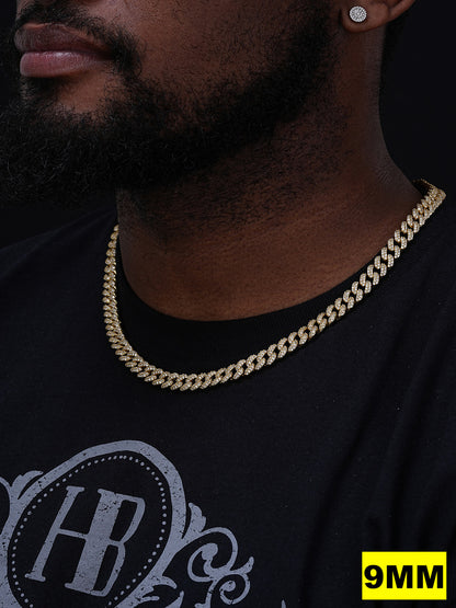 Classic Miami Cuban Link Chain Necklace Iced Out CZ Stones - 14k Gold Vermeil 925 Silver - 6mm-18mm - 16-30"