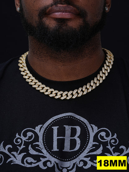 MOISSANITE Classic Miami Cuban Link Chain Necklace Iced Out - 14k Gold Vermeil 925 Silver - 6mm-18mm - 16-30"