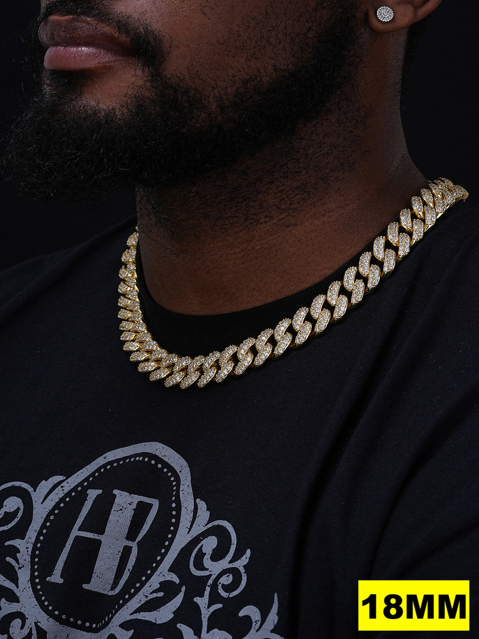 MOISSANITE Classic Miami Cuban Link Chain Necklace Iced Out - 14k Gold Vermeil 925 Silver - 6mm-18mm - 16-30"