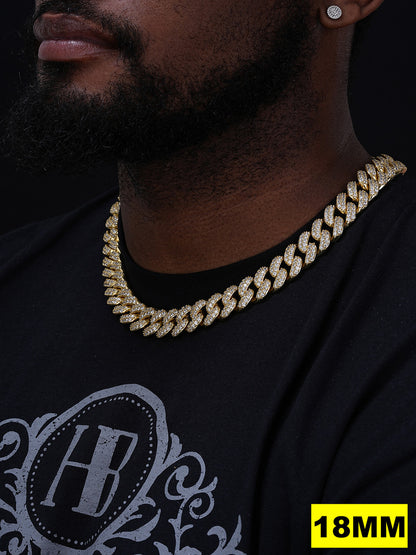 MOISSANITE Classic Miami Cuban Link Chain Necklace Iced Out - 14k Gold Vermeil 925 Silver - 6mm-18mm - 16-30"