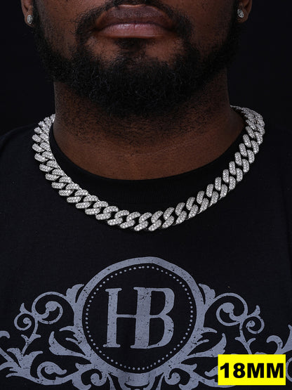 MOISSANITE Classic Miami Cuban Link Chain Necklace Iced Out - 925 Silver - 6mm-18mm - 16-30"