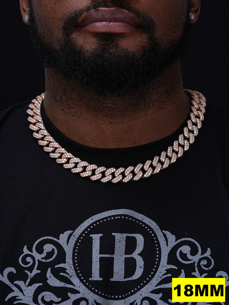 MOISSANITE Classic Miami Cuban Link Chain Necklace Iced Out - 14k Rose Gold Vermeil 925 Silver - 6mm-18mm - 16-30"