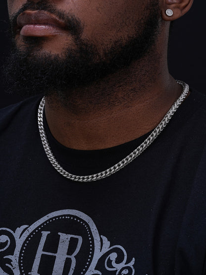 Franco Chain Iced Out CZ Stones - 925 Silver - 6mm - 16-30"