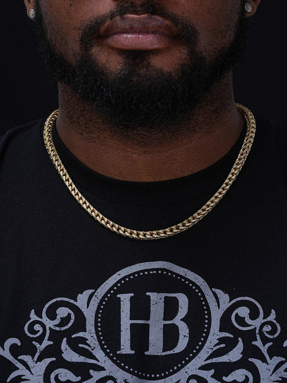 Franco Chain Iced Out CZ Stones - 14k Gold Vermeil 925 Silver - 6mm - 16-30"