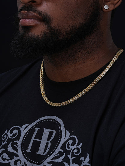 Franco Chain Iced Out CZ Stones - 14k Gold Vermeil 925 Silver - 6mm - 16-30"