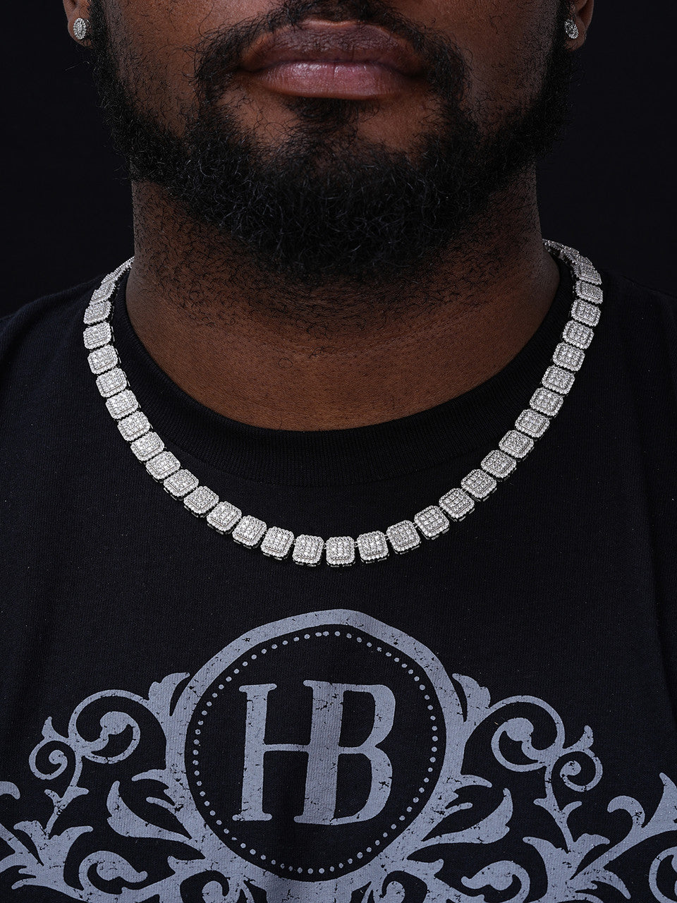 MOISSANITE Square Big Boy Link Chain Necklace Iced Out -  925 Silver - 11mm - 18-30"