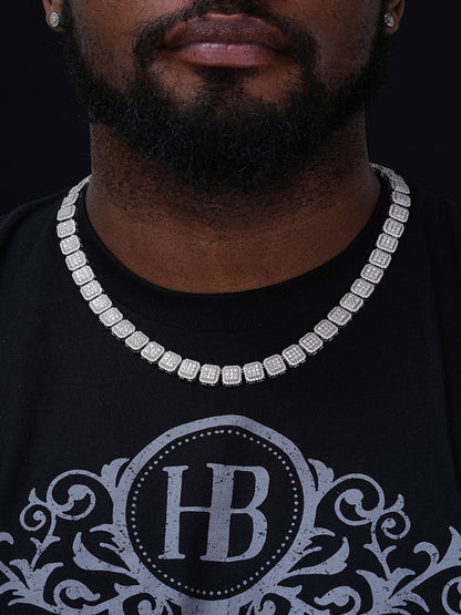 MOISSANITE Square Big Boy Link Chain Necklace Iced Out -  925 Silver - 11mm - 18-30"