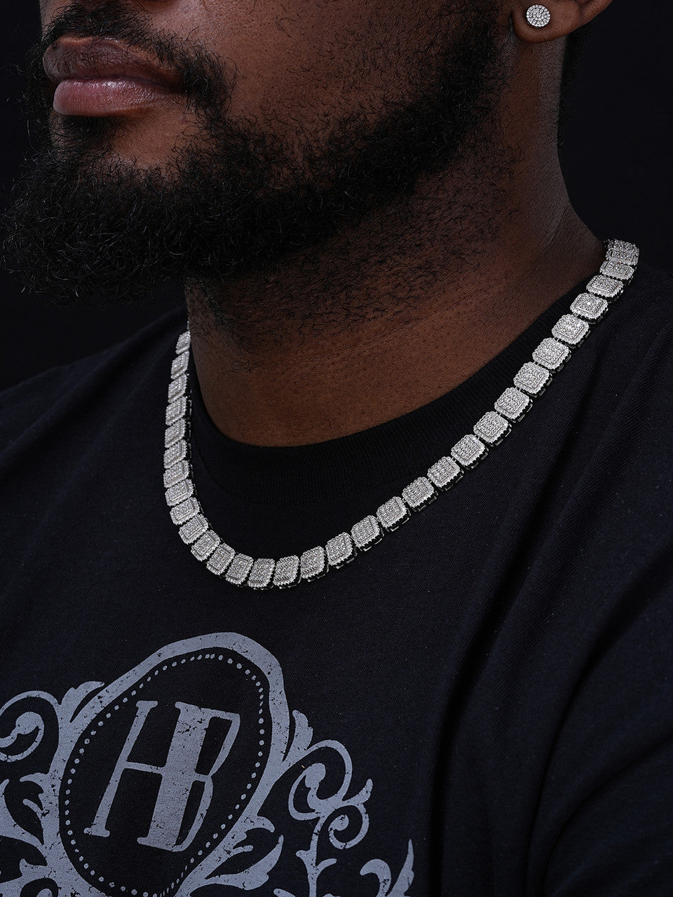 MOISSANITE Square Big Boy Link Chain Necklace Iced Out -  925 Silver - 11mm - 18-30"