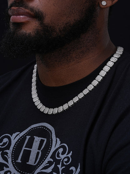 MOISSANITE Square Big Boy Link Chain Necklace Iced Out -  925 Silver - 11mm - 18-30"