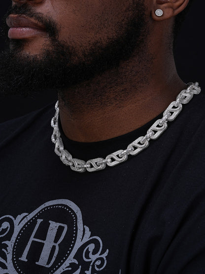 MOISSANITE Infinity Gucci Link Chain Necklace Iced Out - 925 Silver - 14mm - 18"-28"