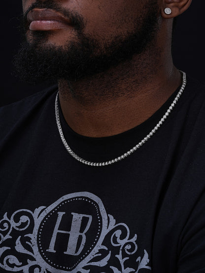 MOISSANITE Illusion Tennis Chain Necklace Iced Out - 925 Silver - 3mm - 16"-28"