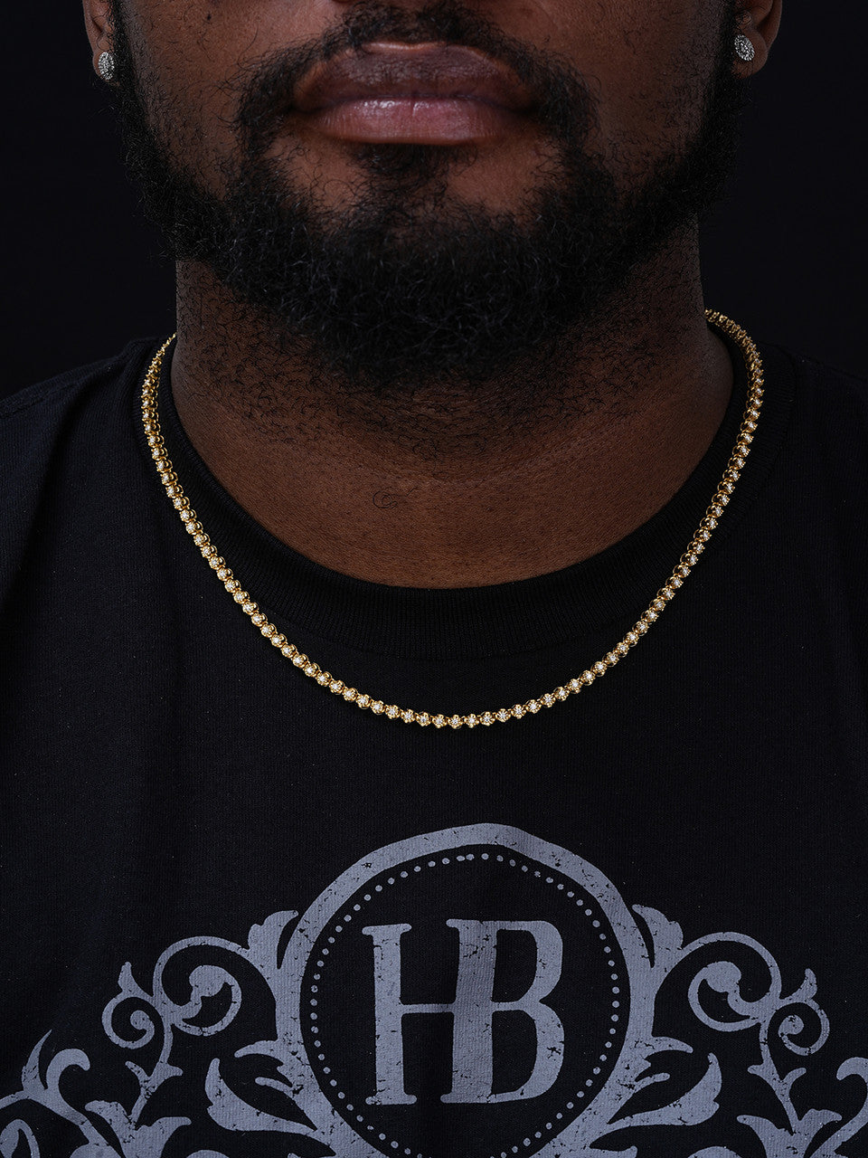 MOISSANITE Illusion Tennis Chain Necklace Iced Out  - 14k Gold Vermeil 925 Silver - 3mm - 16"-28"