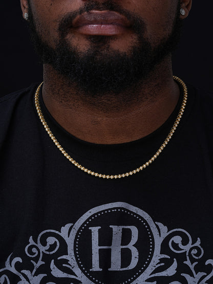 MOISSANITE Illusion Tennis Chain Necklace Iced Out  - 14k Gold Vermeil 925 Silver - 3mm - 16"-28"