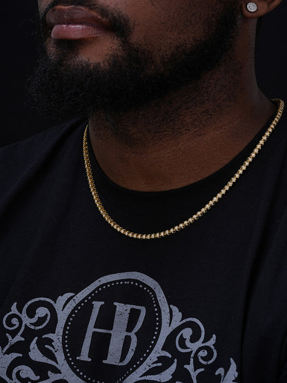 MOISSANITE Illusion Tennis Chain Necklace Iced Out  - 14k Gold Vermeil 925 Silver - 3mm - 16"-28"