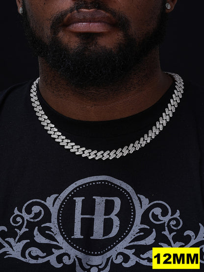 MOISSANITE Baguette Modern Prong Miami Cuban Link Chain Necklace Iced Out - 925 Silver - 12mm-22mm - 16-30"