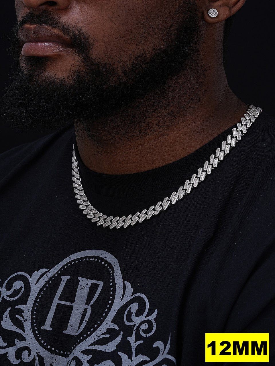 MOISSANITE Baguette Modern Prong Miami Cuban Link Chain Necklace Iced Out - 925 Silver - 12mm-22mm - 16-30"