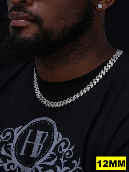 MOISSANITE Baguette Modern Prong Miami Cuban Link Chain Necklace Iced Out - 925 Silver - 12mm-22mm - 16-30"