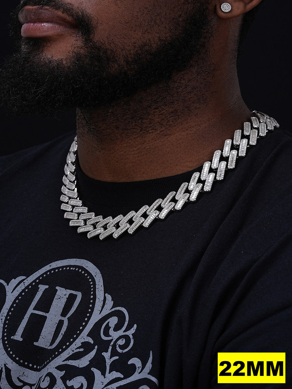 MOISSANITE Baguette Modern Prong Miami Cuban Link Chain Necklace Iced Out - 925 Silver - 12mm-22mm - 16-30"