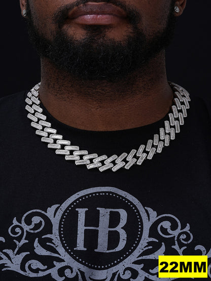 MOISSANITE Baguette Modern Prong Miami Cuban Link Chain Necklace Iced Out - 925 Silver - 12mm-22mm - 16-30"