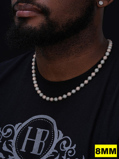 MOISSANITE Bead Ball Dogtag Necklace Chain - Rose Gold Vermeil & 925 Silver - 4mm-10mm - 16"-30"