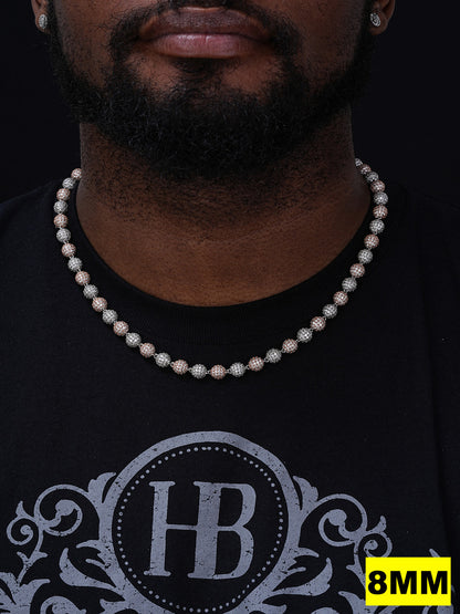 MOISSANITE Bead Ball Dogtag Necklace Chain - Rose Gold Vermeil & 925 Silver - 4mm-10mm - 16"-30"