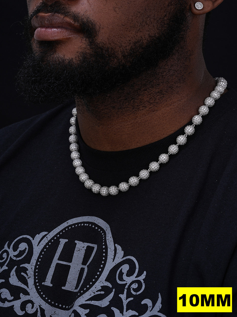 MOISSANITE Bead Ball Dogtag Necklace Chain - 925 Silver - 4mm-10mm - 16"-30"