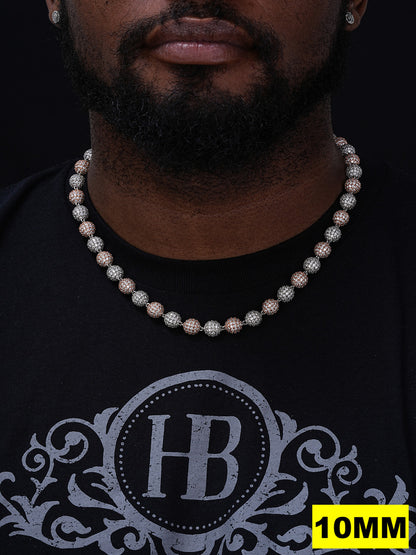 MOISSANITE Bead Ball Dogtag Necklace Chain - Rose Gold Vermeil & 925 Silver - 4mm-10mm - 16"-30"
