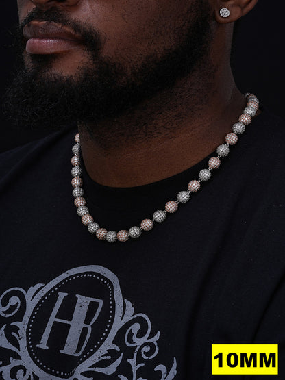 MOISSANITE Bead Ball Dogtag Necklace Chain - Rose Gold Vermeil & 925 Silver - 4mm-10mm - 16"-30"