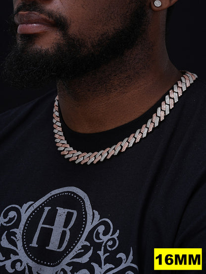 MOISSANITE #1 Bestseller Miami Cuban Link Prong Chain Necklace Iced Out - 14k Rose Gold Vermeil & 925 Silver - 8mm-20mm - 16" - 30"