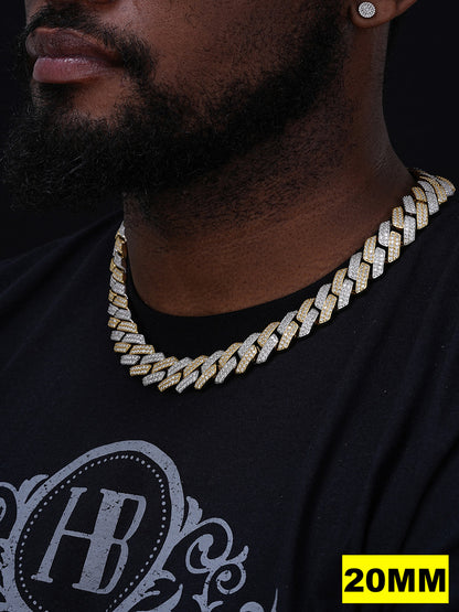 MOISSANITE #1 Bestseller Miami Cuban Link Prong Chain Necklace Iced Out - 14k Gold Vermeil & 925 Silver - 8mm-20mm - 16" - 30"