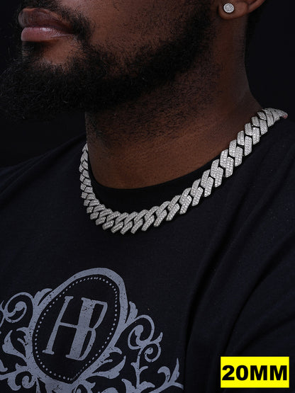 MOISSANITE #1 Bestseller Miami Cuban Link Prong Chain Necklace Iced Out - 925 Silver - 8mm-20mm - 16-30"