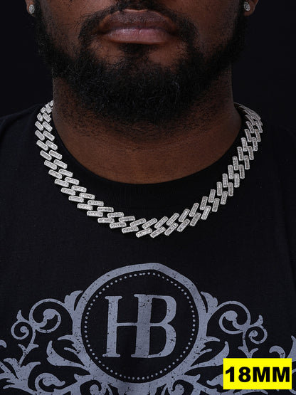 MOISSANITE Baguette Modern Prong Miami Cuban Link Chain Necklace Iced Out - 925 Silver - 12mm-22mm - 16-30"